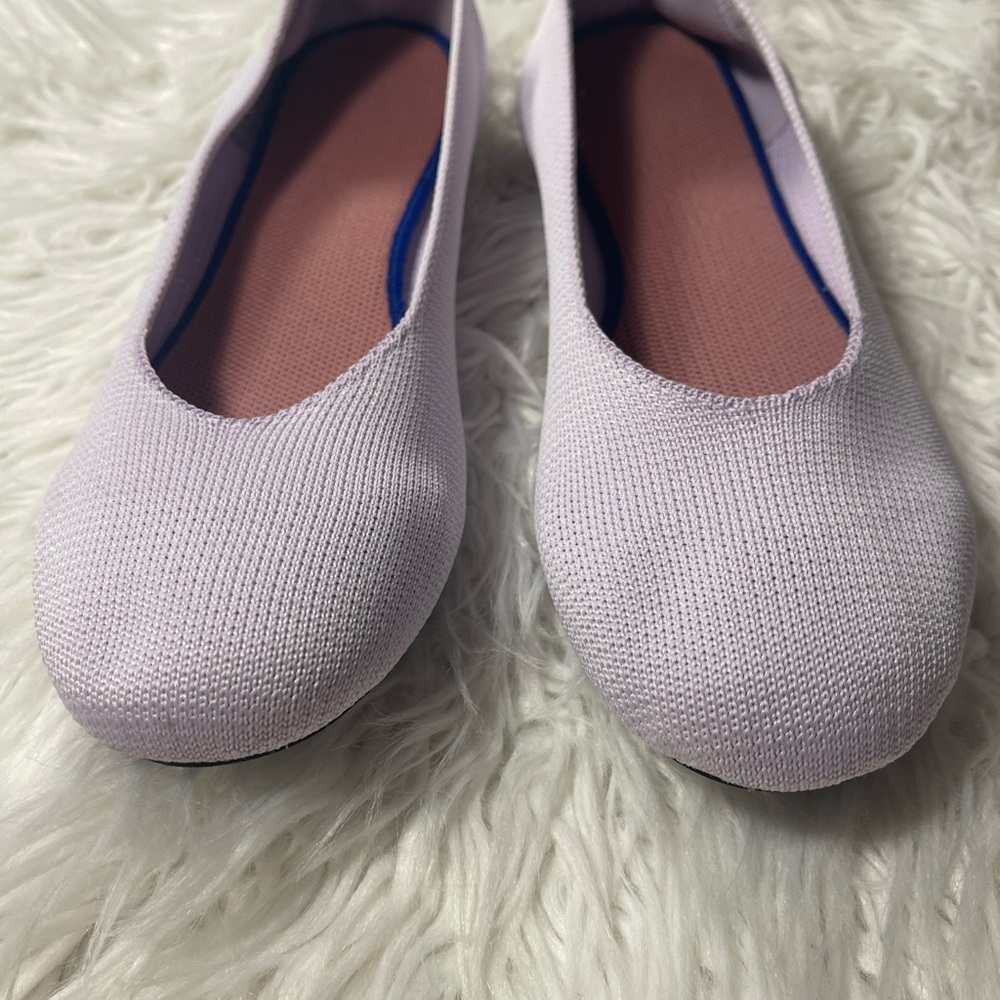 Lavender Knit Slip-On Flats with Rounded Toe